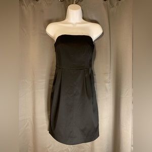 Express silky strapless cocktail dress with POCKETS